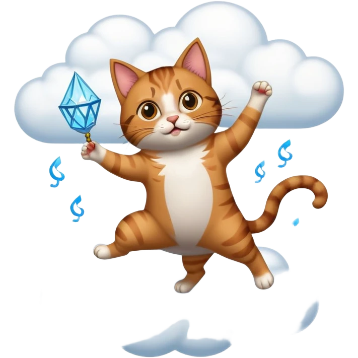 un chat qui danse avec harry potter sur un nuages emoji