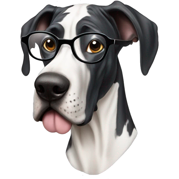 Great dane harlequin with glasses emoji