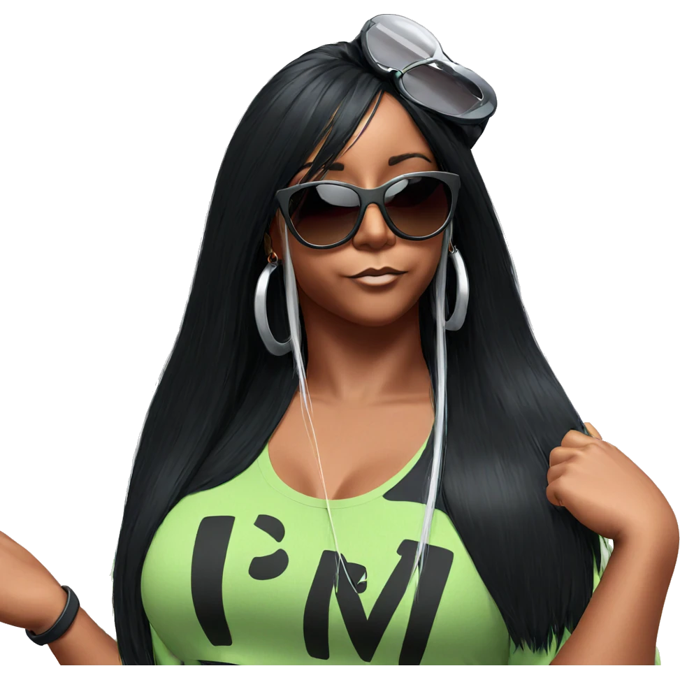 dark-skinned girl in sunglasses emoji