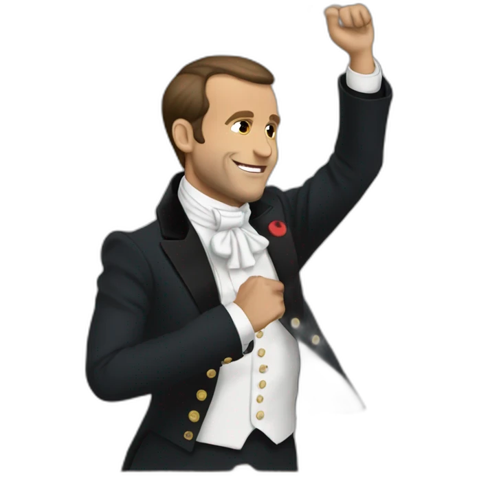 Macron make a dab emoji