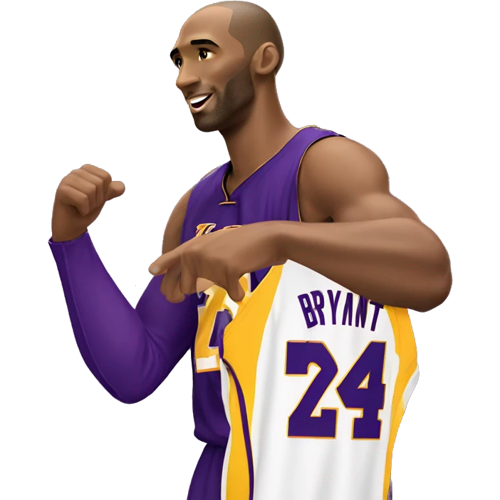 Kobe Bryant yellow purple lakers 24 jersey pointing hand left emoji