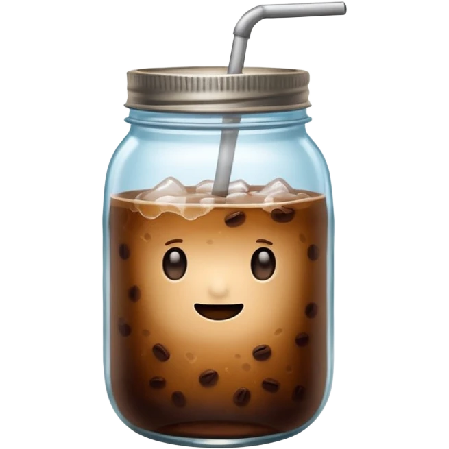 Iced coffee in a mason jar emoji