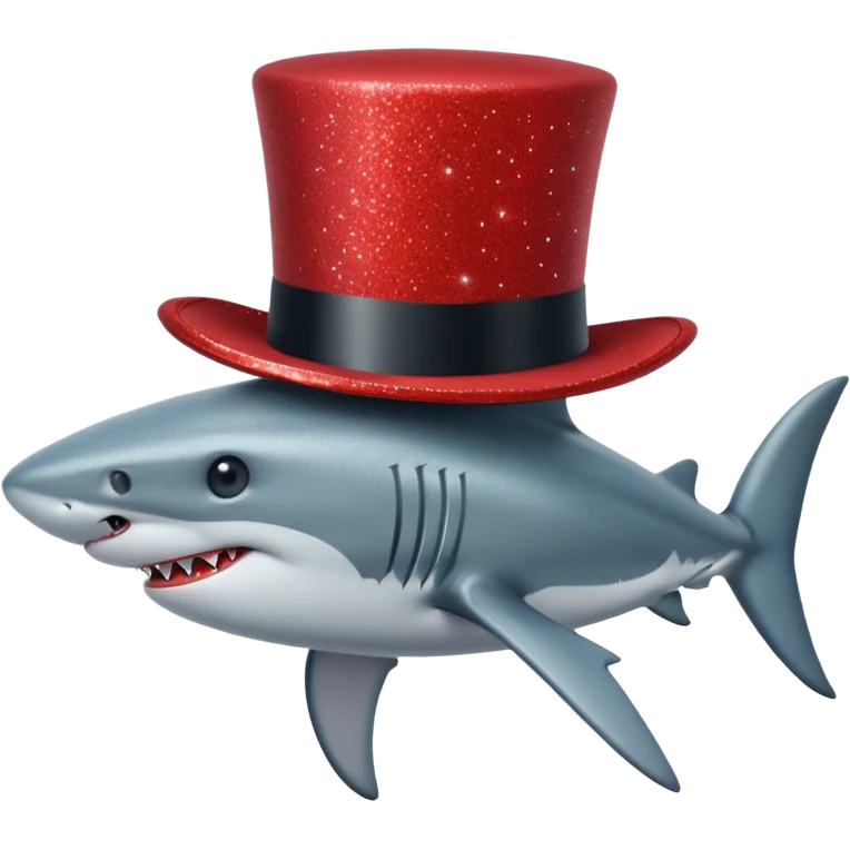 red glitter top hat shark emoji