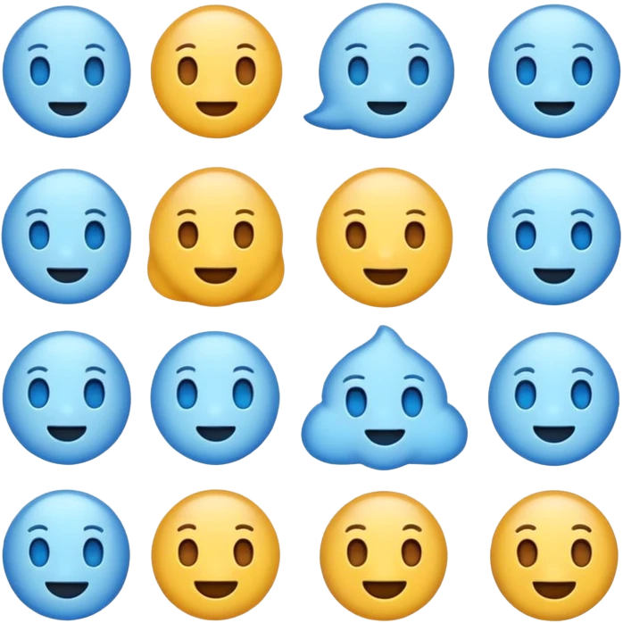 Cute emojis, light blue with white background  emoji