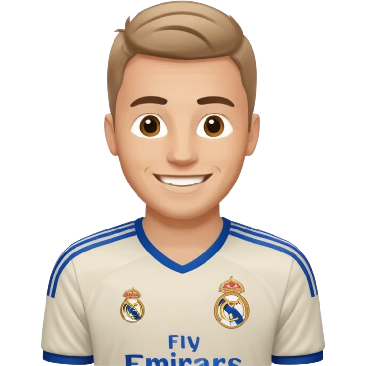 White male wearing Adidas Real Madrid jersey emoji
