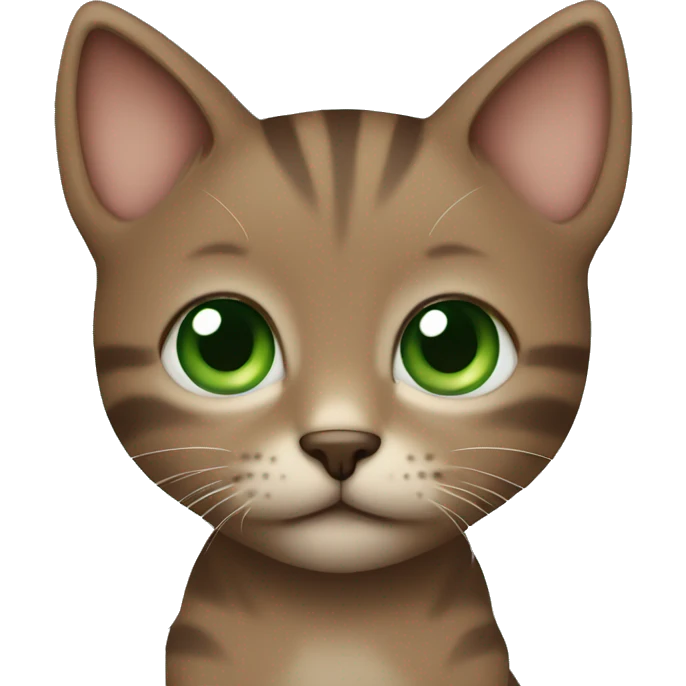 Brown small kitten with green eyes and blue  pijama  emoji