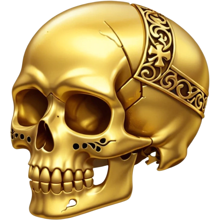 half broken gold skull emoji