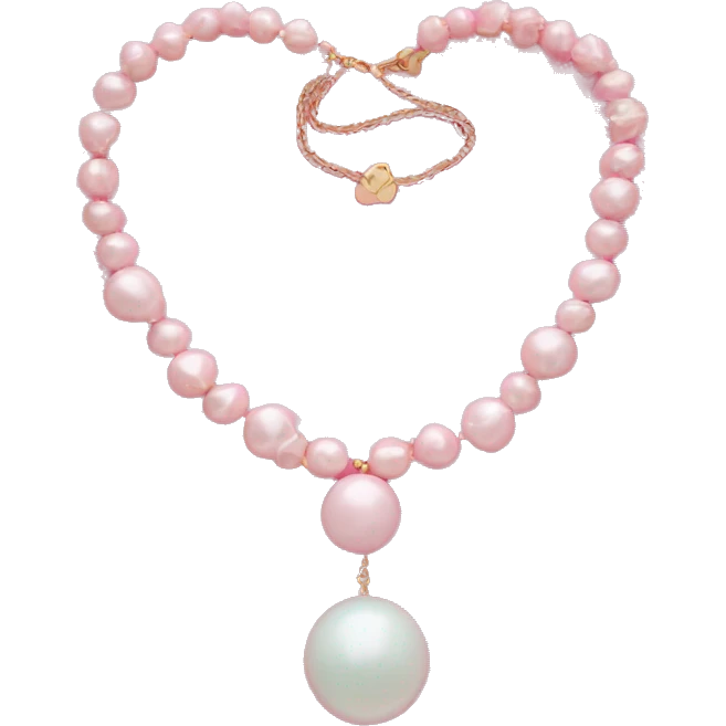 A pastel pink necklace with pearls emoji