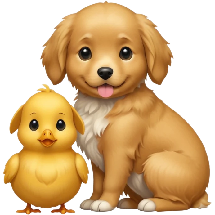 Un perrito con un pollito arriba emoji