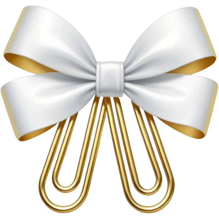 one gold paper clip with a white bow in the middle emoji