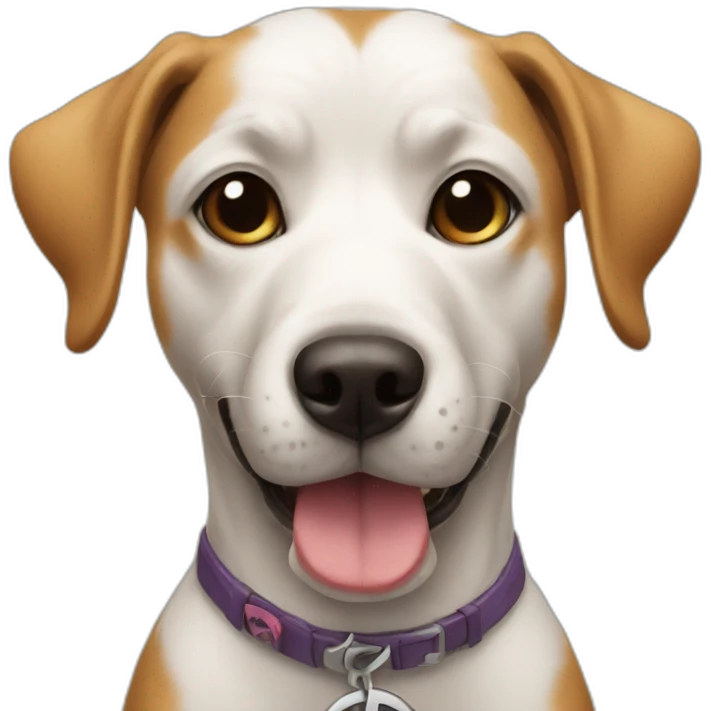  a dog, holding a peace sign in it mouth emoji