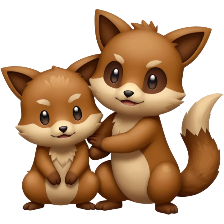 2 friendly pokemans one fell down and the other is helping the other get up  emoji