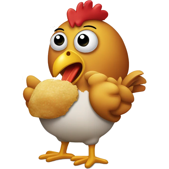 Un pollo comiendo pollo emoji