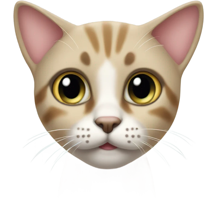 The image shows a cute cat with special eyes and a short nose. emoji
