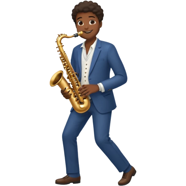 black man playing saxophone full body emoji