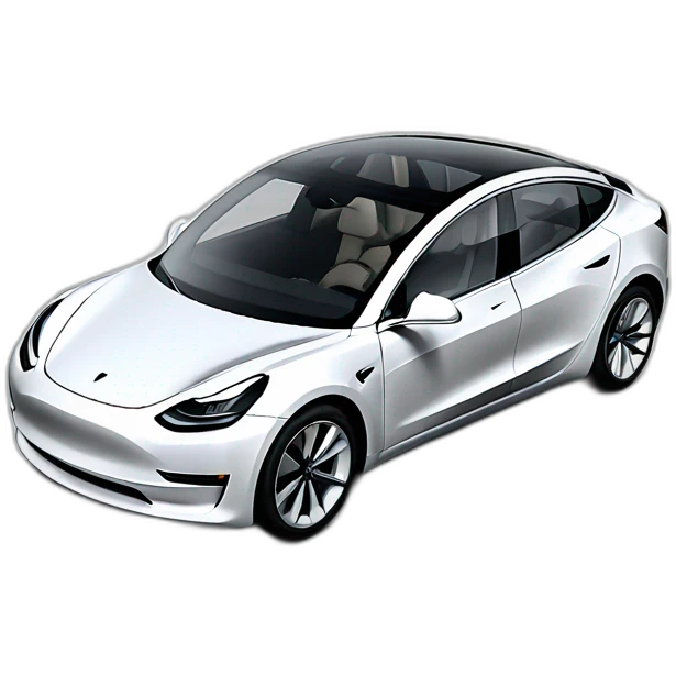 whole White Tesla model 3 from the front left emoji