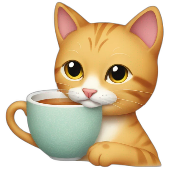 Cat drinking tea emoji