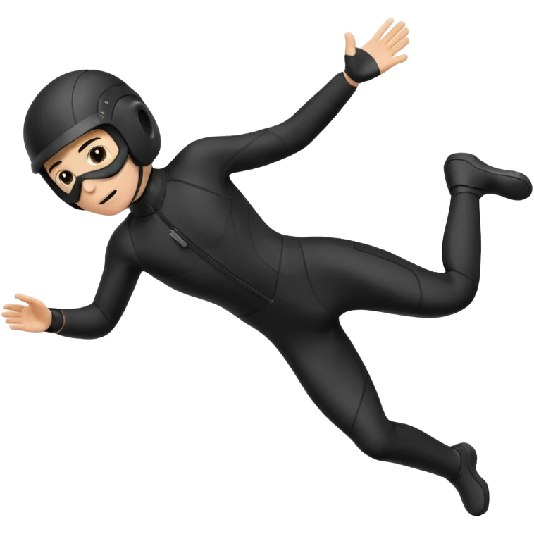 Kitermanc traje neopreno negro y casco negro, haciendo un down loop emoji