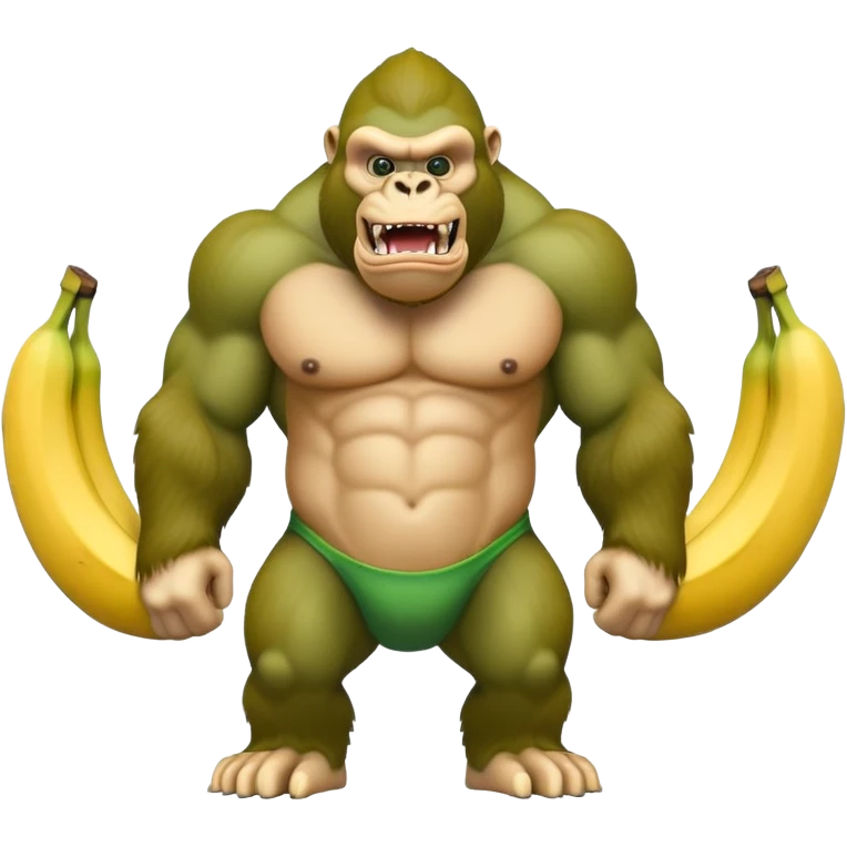 A yellow curved banana body with a muscular green gorilla head on top, showing teeth emoji