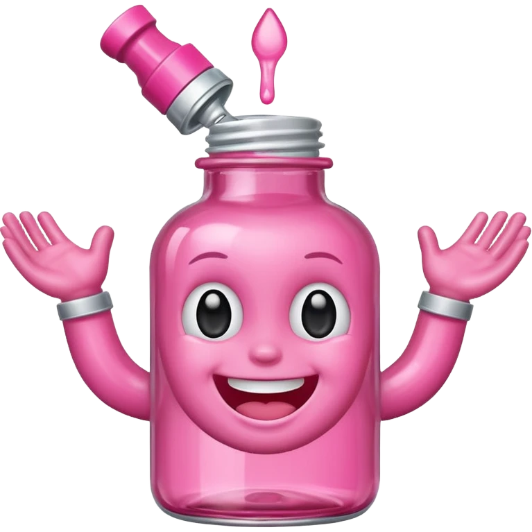 Smiling freaky baby oil bottle pink emoji