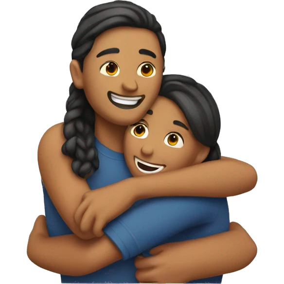 couple hug with warm smiles emoji