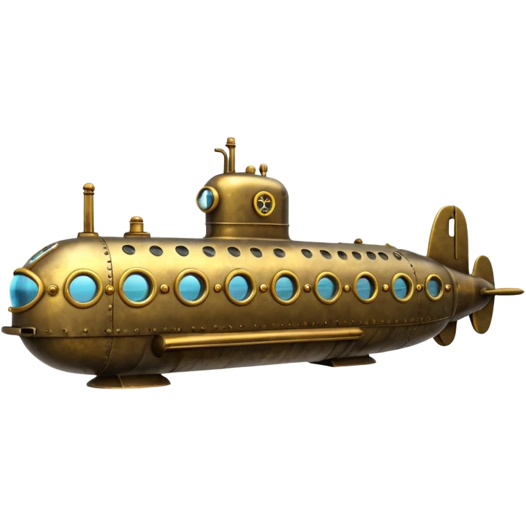 A vintage brass submarine with rivets, propellers, and glowing portholes. 
















 emoji