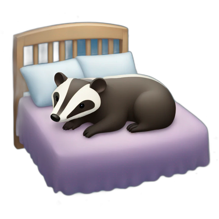 Badger with a nightcap on in a bed with sky full of stars emoji
