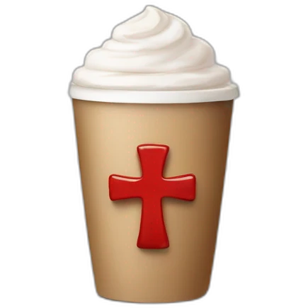 Coffee with 3 red roman crosses emoji