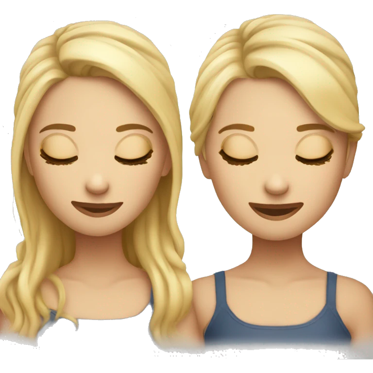 twins with closed eyes the one of the right  brunnete and the other blonde emoji
