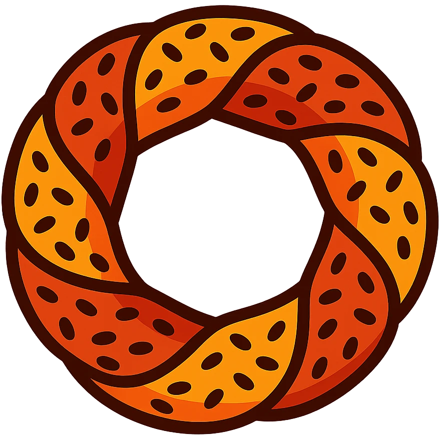 a simit, the Turkish sesame bagel, fun and appealing style emoji