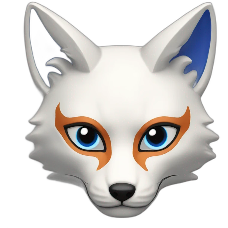 half kitsune mask with blue eyes emoji
