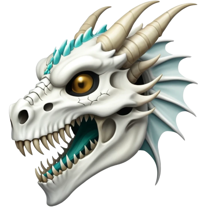 Dragon with a white dragon-cadaver-skull-mask (full body) emoji