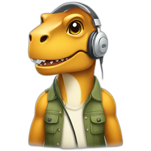 techsupport trex in headphones emoji