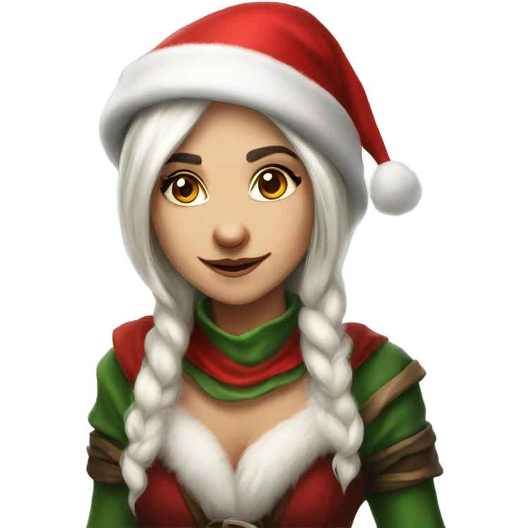 rogue female elf fantasy wearing santa hat emoji