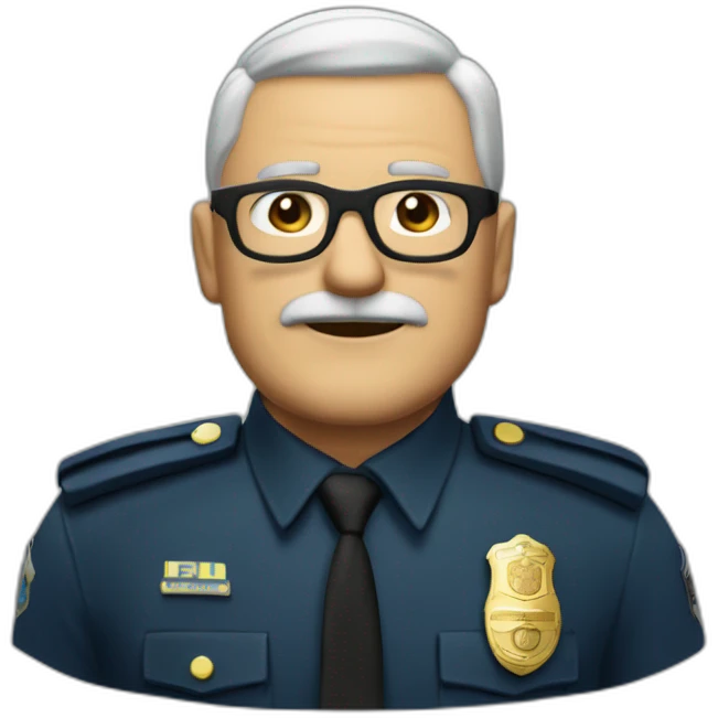 policía español de 61 años, calvo con gafas verdes emoji