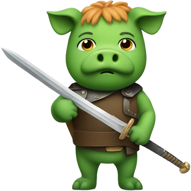 Green pig with a sword emoji