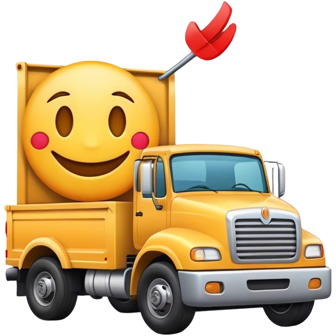 Truck driving over emoji emoji