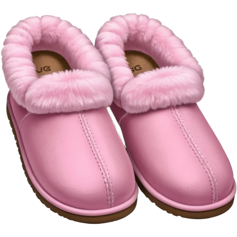 Pink ugg slippers that r low and fuzzy but a light pink emoji