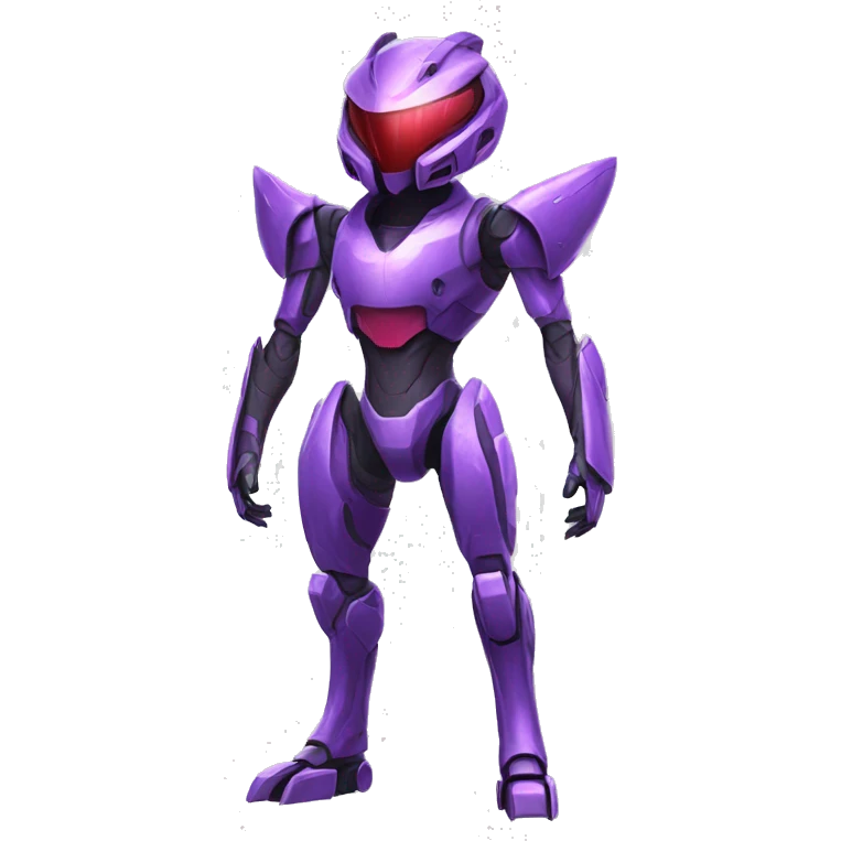 a purple Genesect-Raptor-Fakémon—hybrid with a futuristic visor-helmet full body emoji