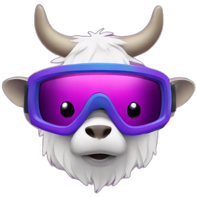 purple ox in snowboard goggles emoji