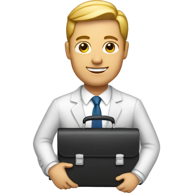 White Business man holding briefcase  emoji