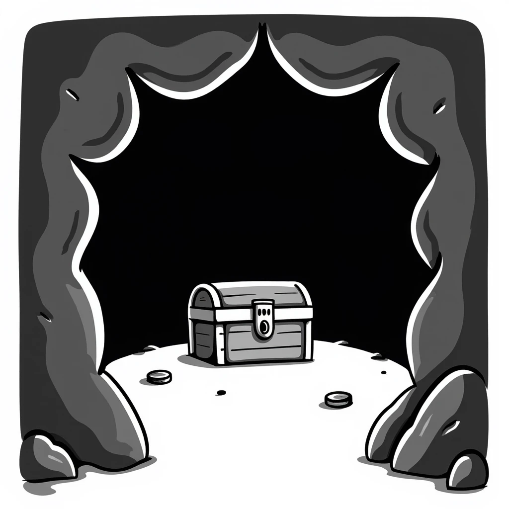 a cave, hand-drawn doodle style emoji