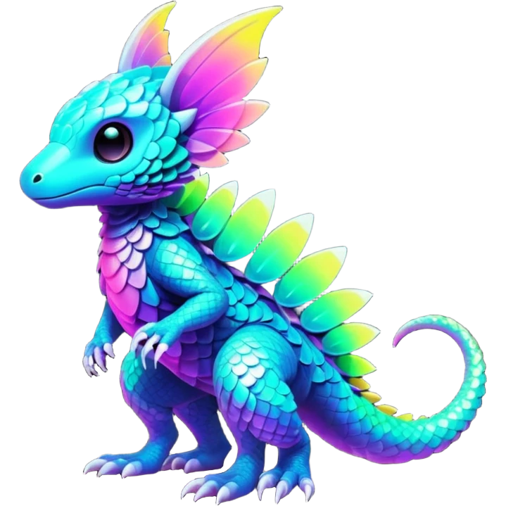 futuristic lush random-colored neon-colored Fakémon-Trico-creature (full body) emoji