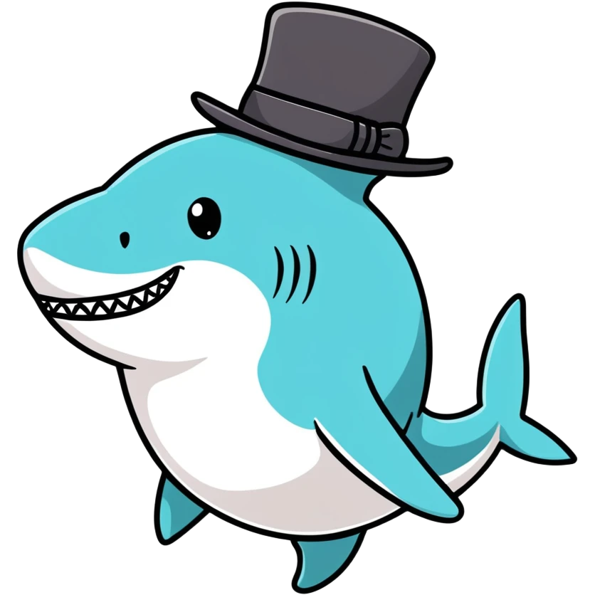 Shark with a top hat emoji