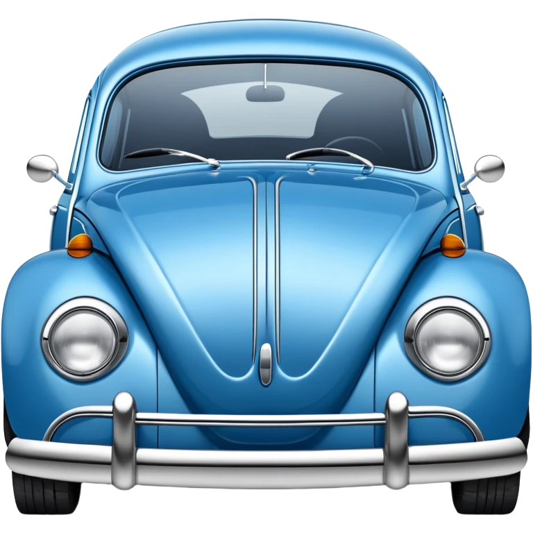 blue oval Fusca car front view emoji