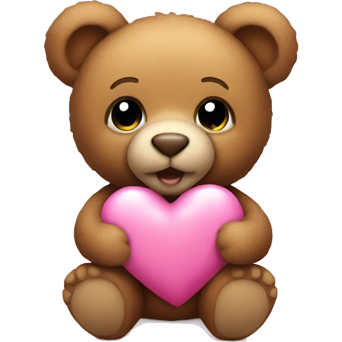 A teddy bear holds a pink heart in its paws emoji