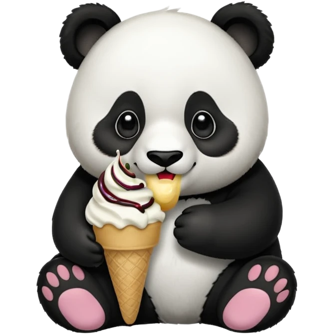 Panda eating ice cream emoji