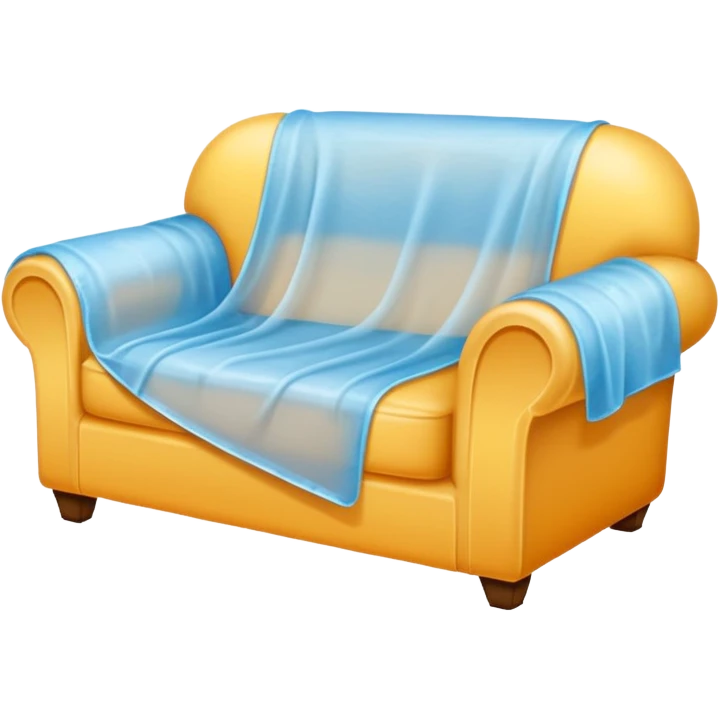 Furniture fully covered with a plastic drop cloth  emoji
