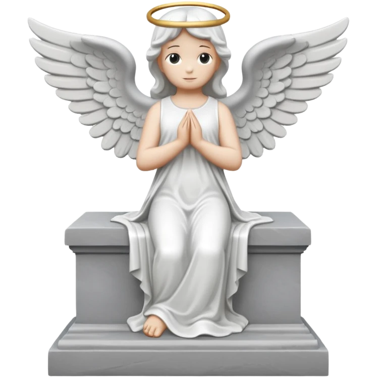 A gravestone emoji with an angel statue on top, white angel, gray stone emoji