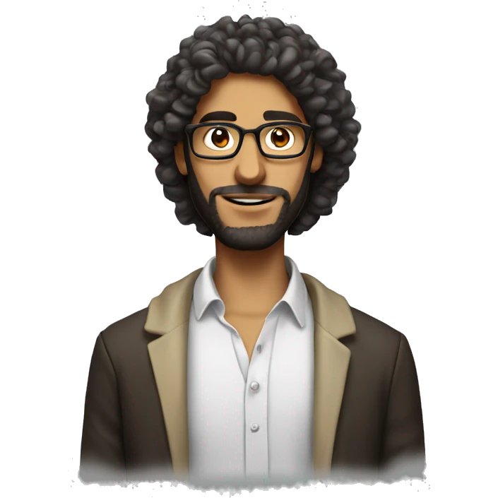 make an arab giga chad man with long hair and glasses and curly hair emoji